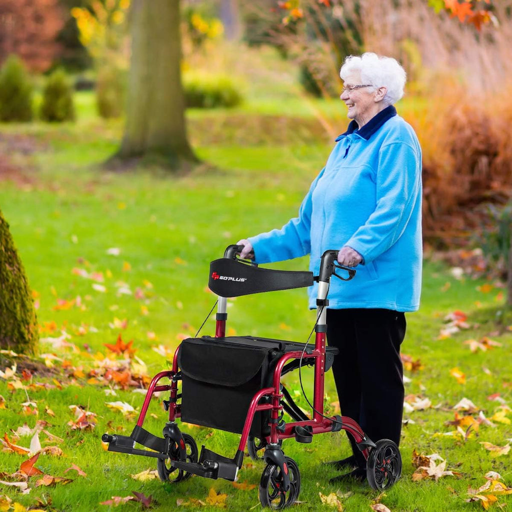 2 in 1 Folding Rollator Walker with Seat T570878
