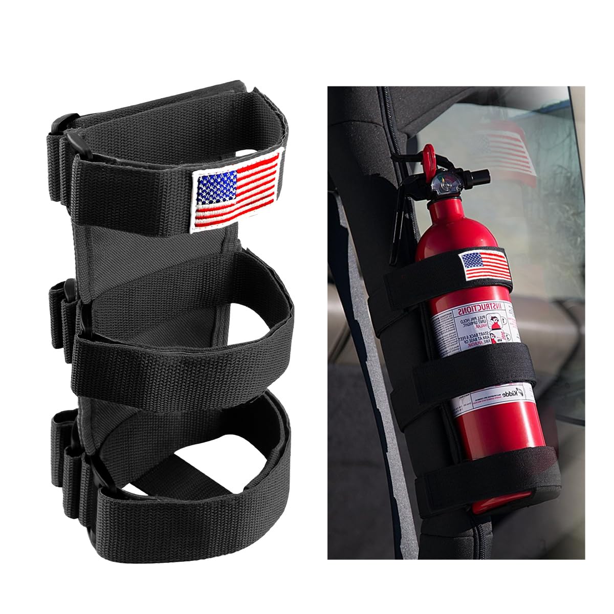 Adjustable Fire Extinguisher Holder with American Flag Pattern Strap Z945