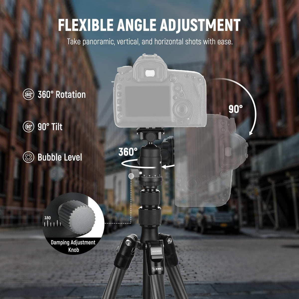 Carbon Fiber Camera Tripod Monopod 65" Lightweight Compact Travel DSLR Video Stand 360° Ball Head 13.2 lbs S8242