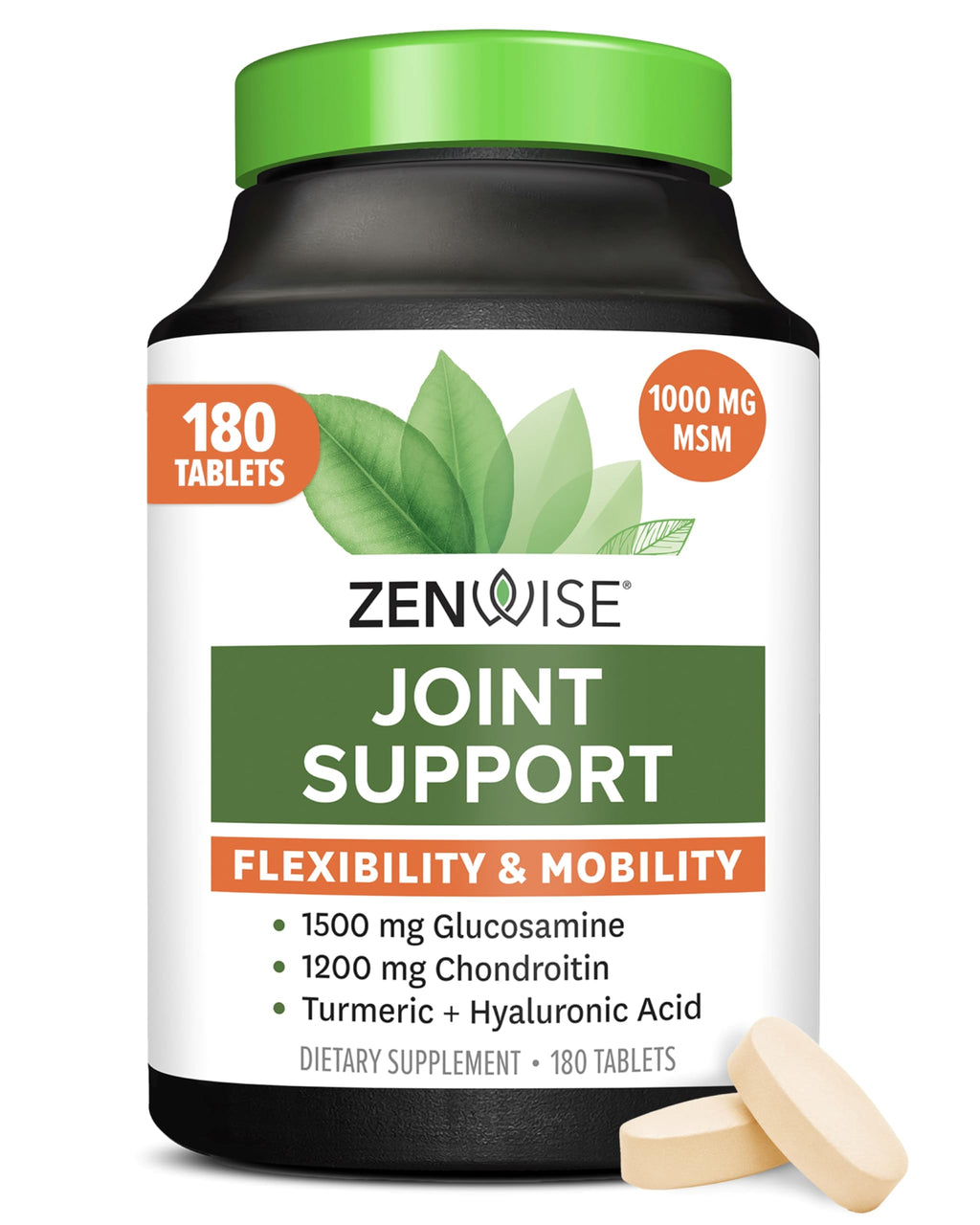 Joint Support Supplement with Glucosamine Chondroitin MSM Curcumin 180 Count Q7114