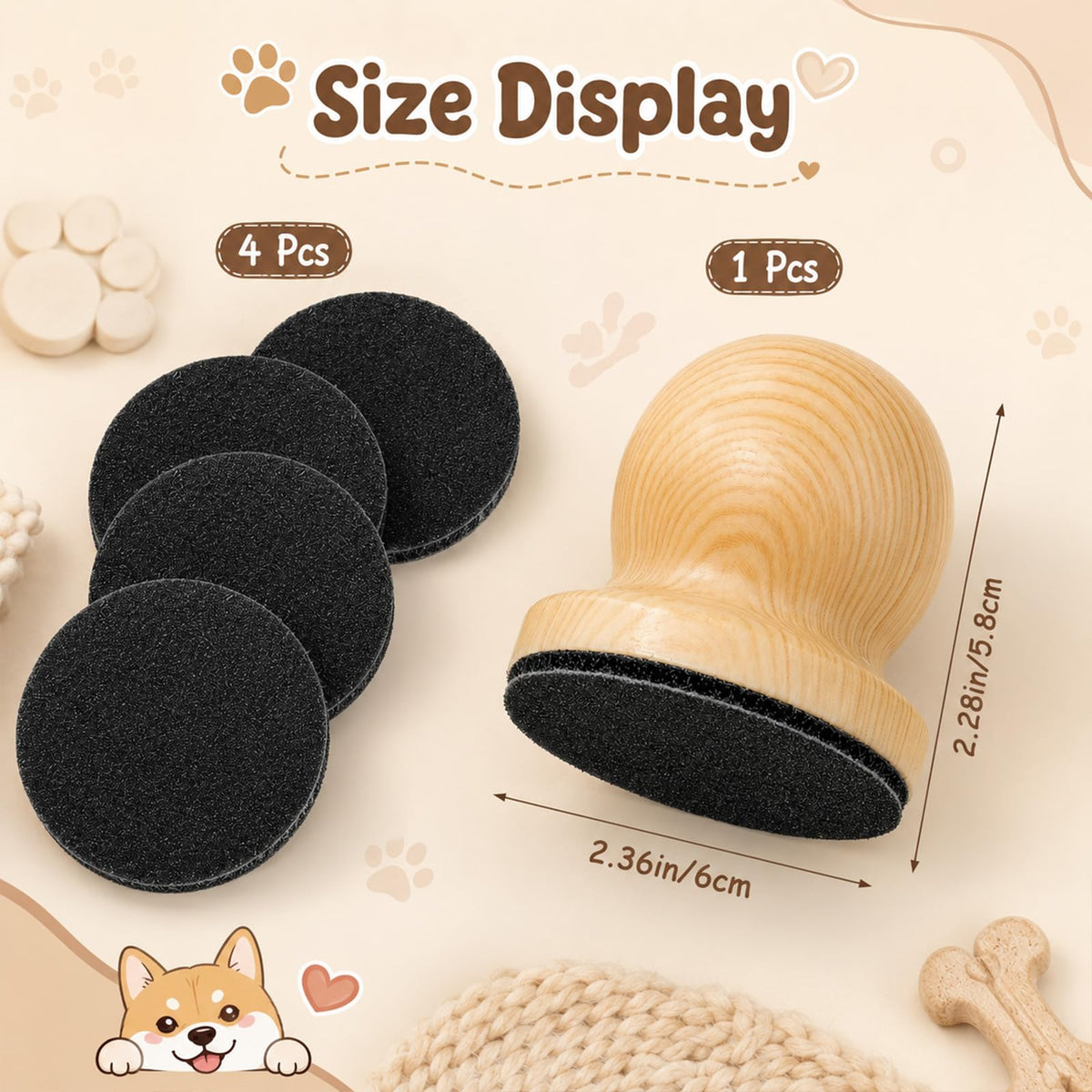 Wooden Dog Nail File Grinder with 4 Sanding Pad K198005