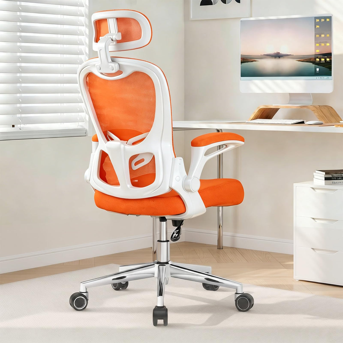 Ergonomic Breathable Mesh Office Chair with Flip-Up Arms A197067