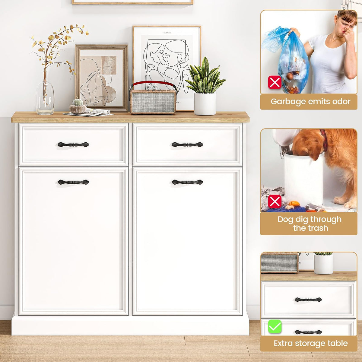 Double Tilt Out Trash Cabinet 20 gal White P969596