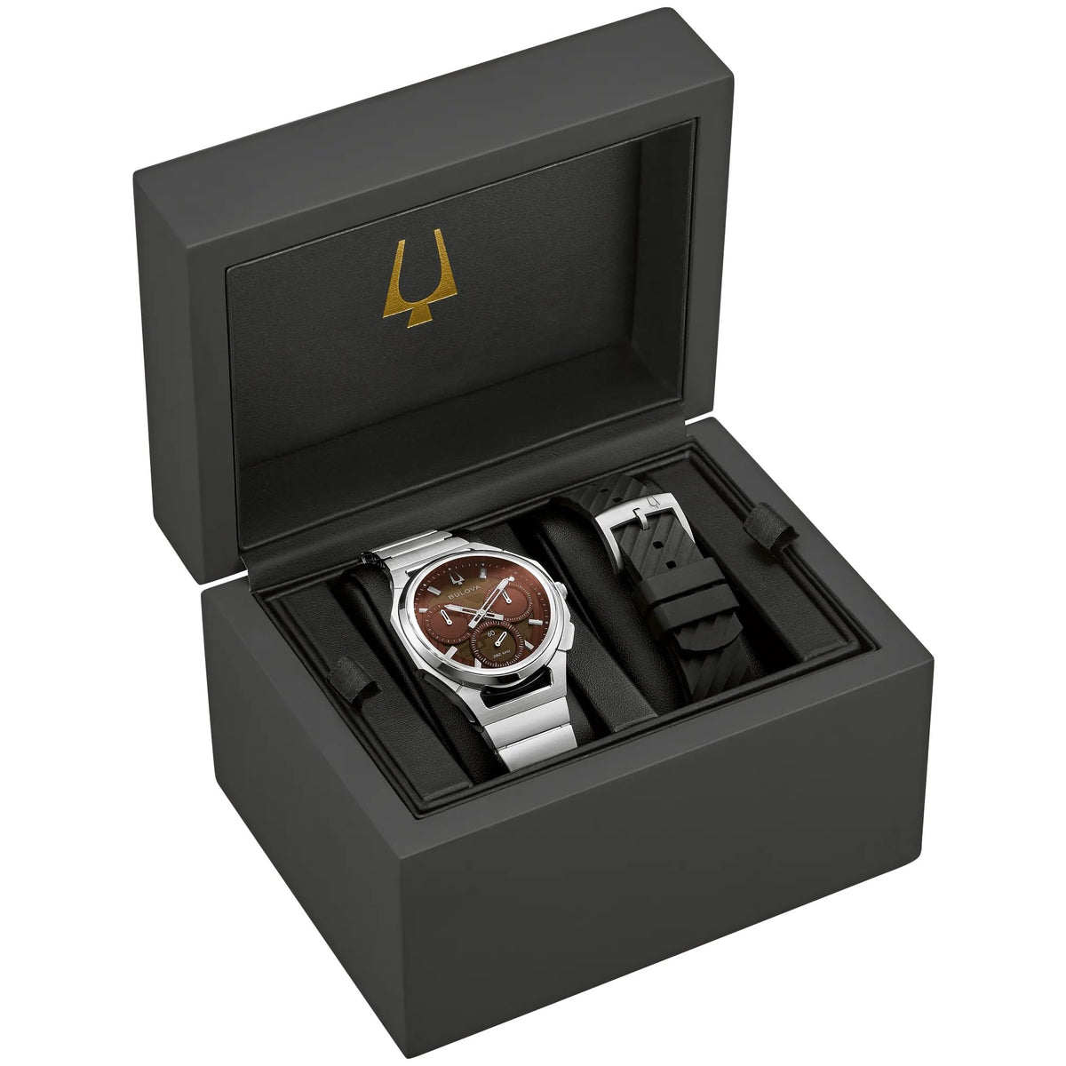 Brown Dial Stainless Steel Chronograph Watch Set 41.5mm D28764