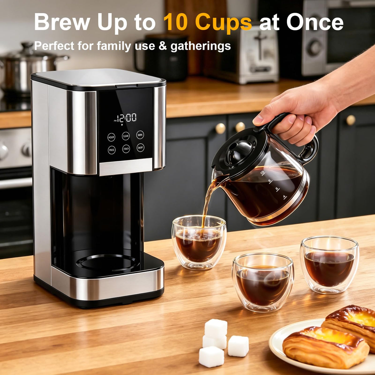 10 Cup Programmable Drip Coffee Maker with Glass Carafe N14699