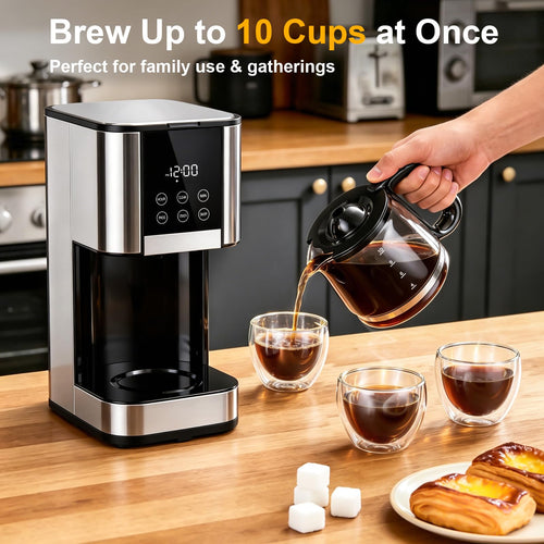 10 Cup Programmable Drip Coffee Maker with Glass Carafe N14699