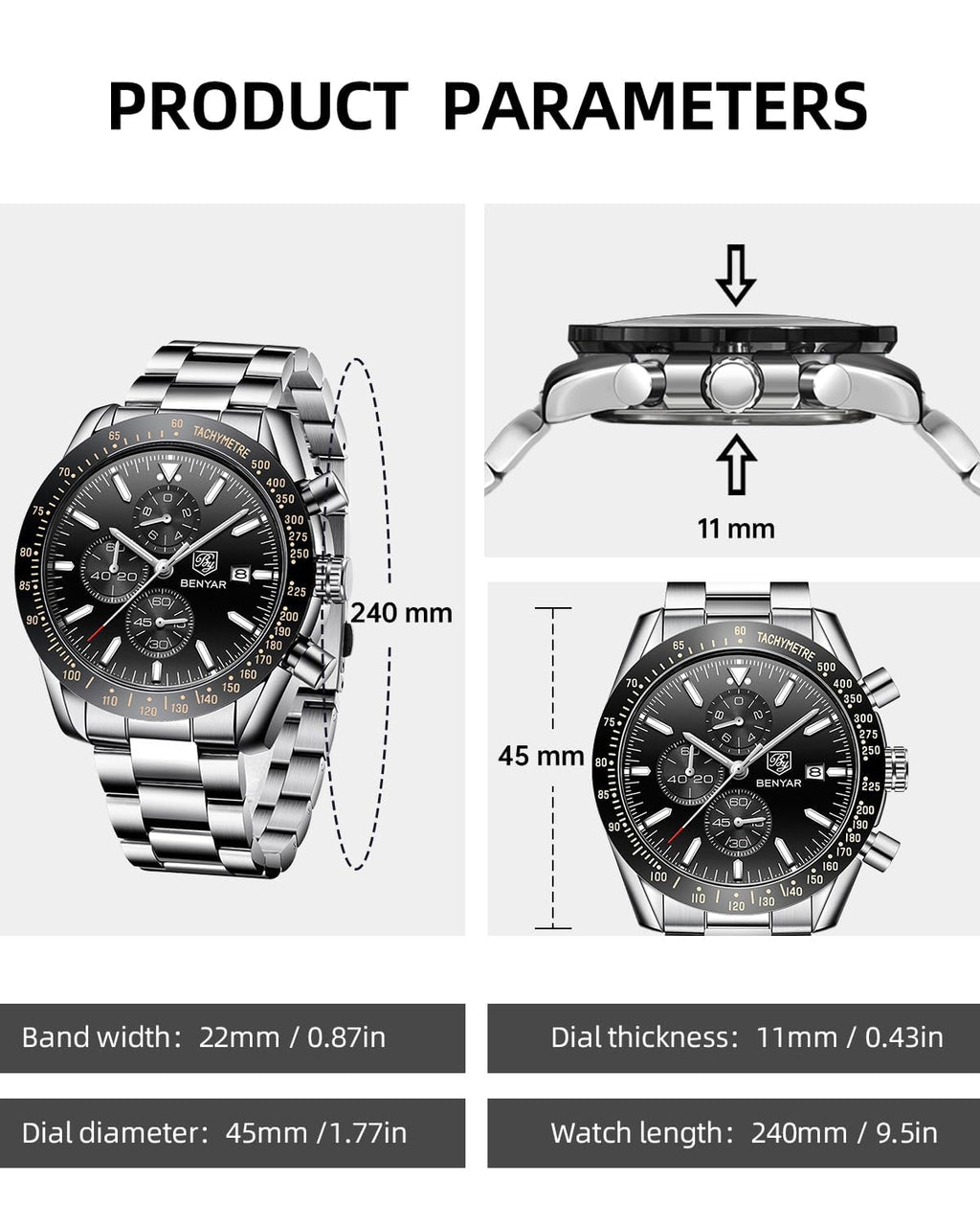 Analog Quartz Chronograph Waterproof Luminous Silicone Strap Watch L903833