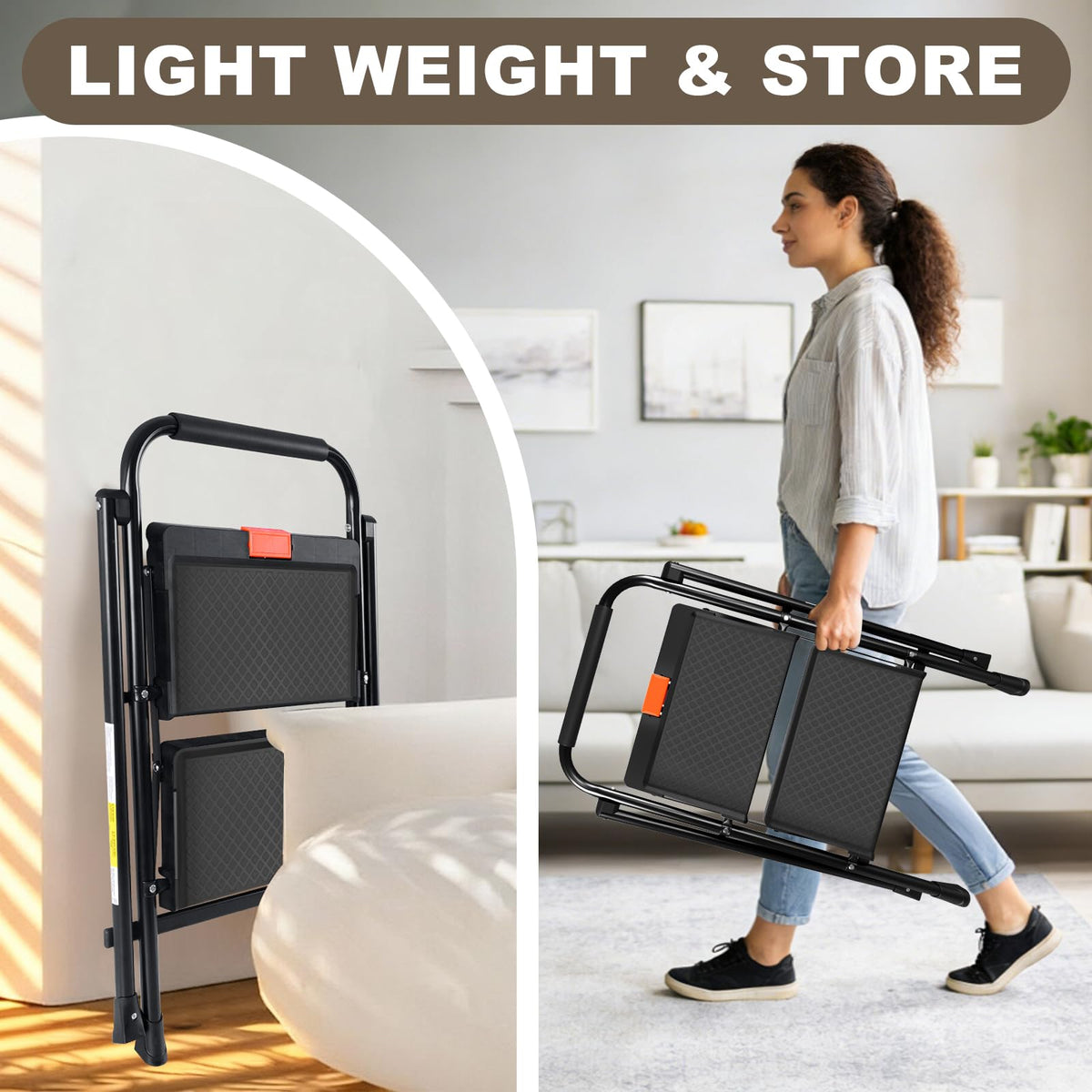 2 Step Steel Ladder with Anti-Slip Pedal Q60155