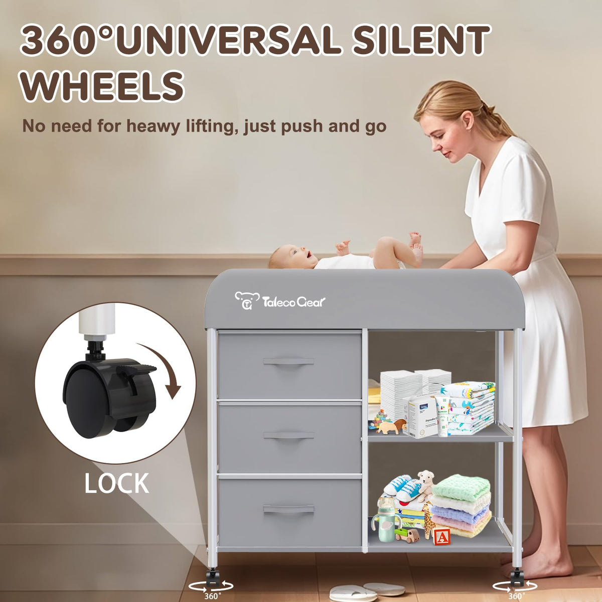Portable Baby Changing Table with 3 Storage Baskets P317907