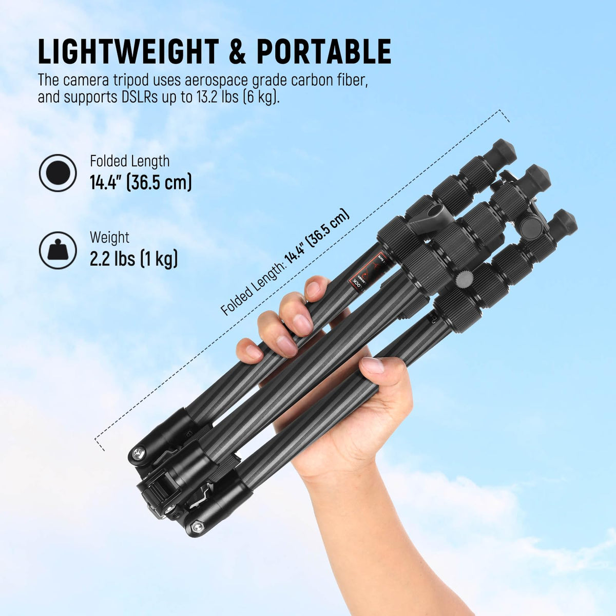 Carbon Fiber Camera Tripod Monopod 65" Lightweight Compact Travel DSLR Video Stand 360° Ball Head 13.2 lbs S8242