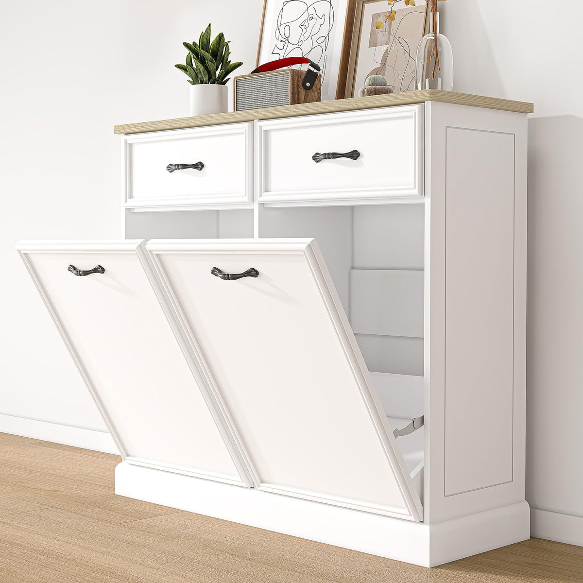 Double Tilt Out Trash Cabinet 20 gal White P969596