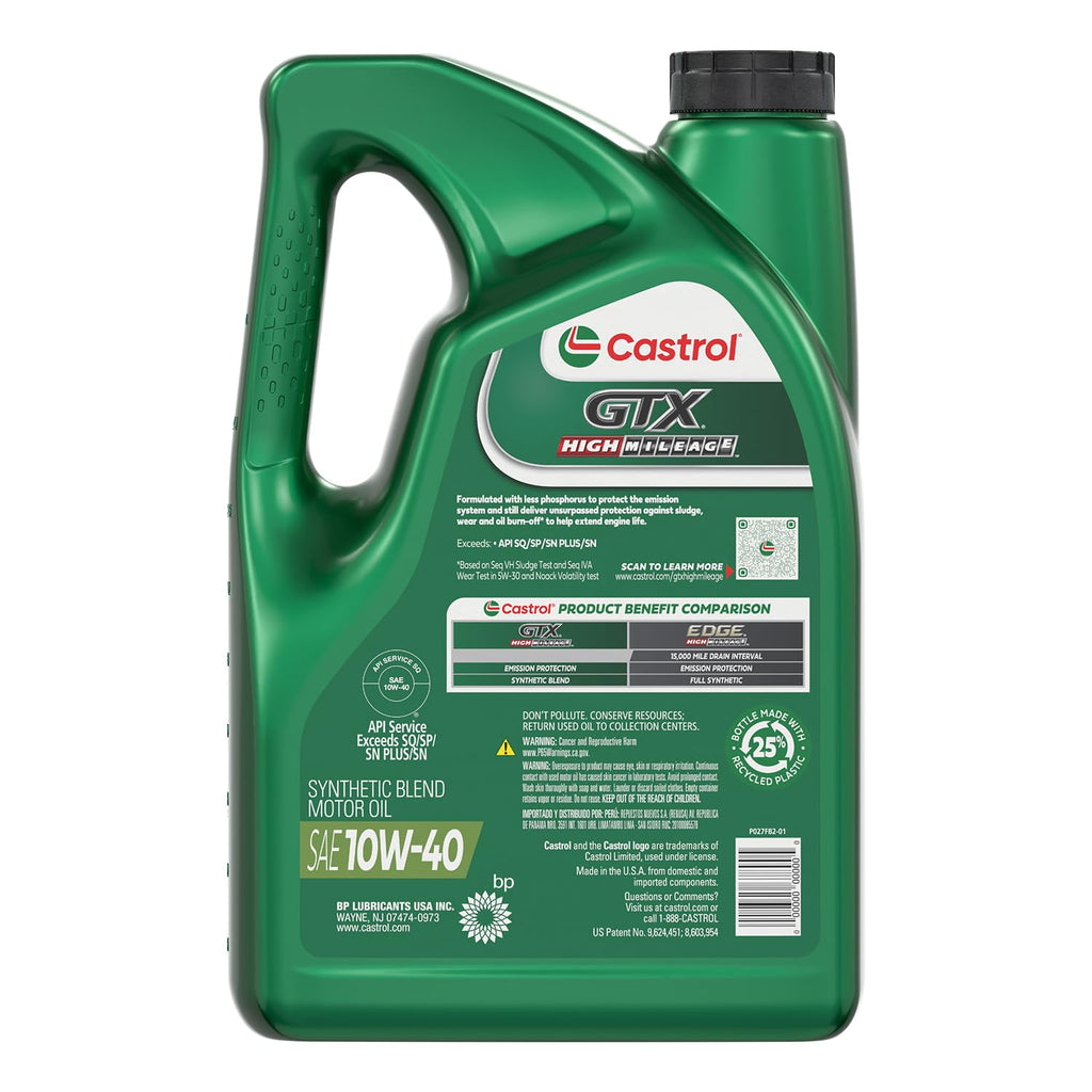 10W-40 Synthetic Blend Motor Oil, 5 Quarts U4324