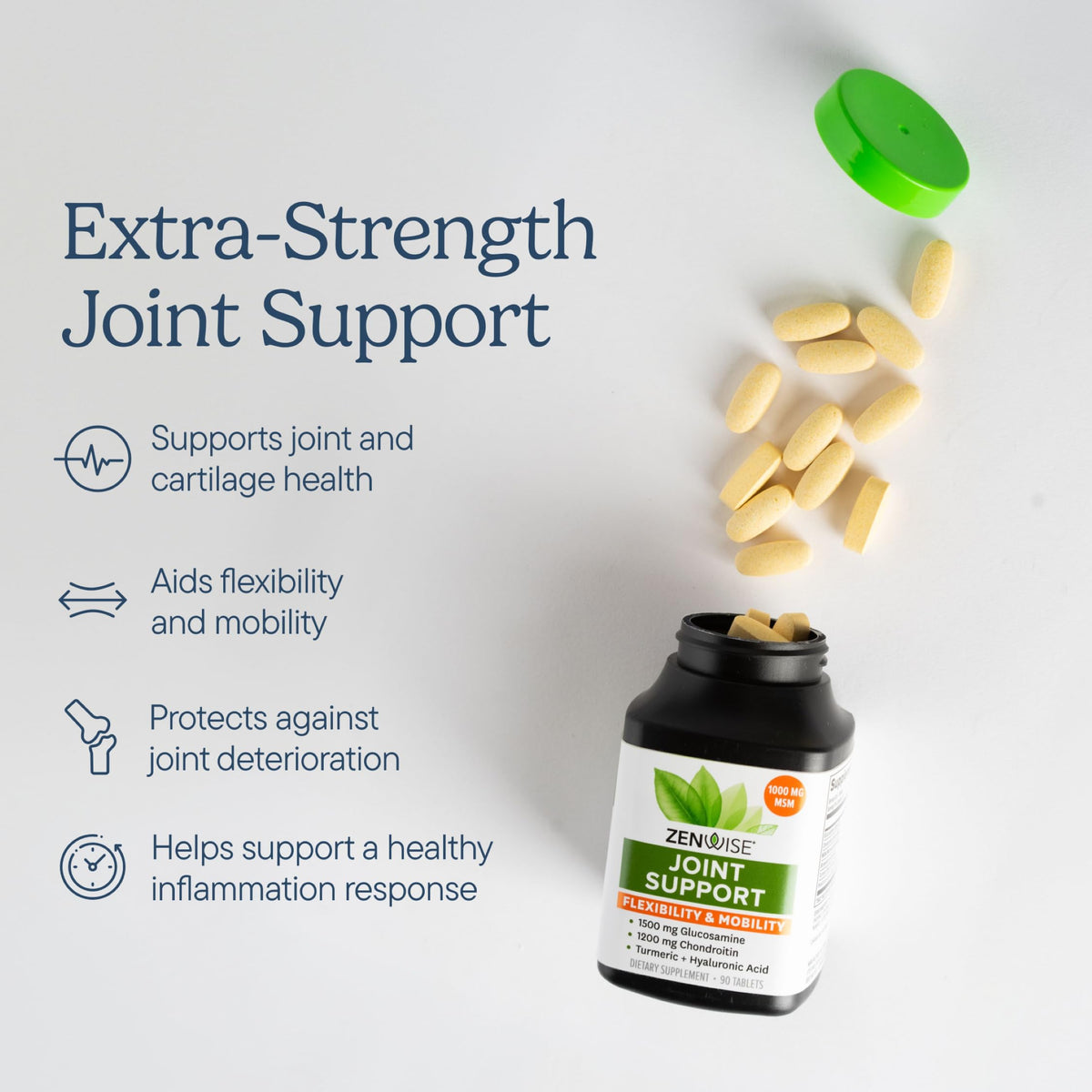 Joint Support Supplement with Glucosamine Chondroitin MSM Curcumin 180 Count Q7114