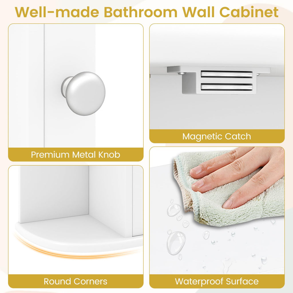 White Wall Mounted Medicine Cabinet with Mirror R365854