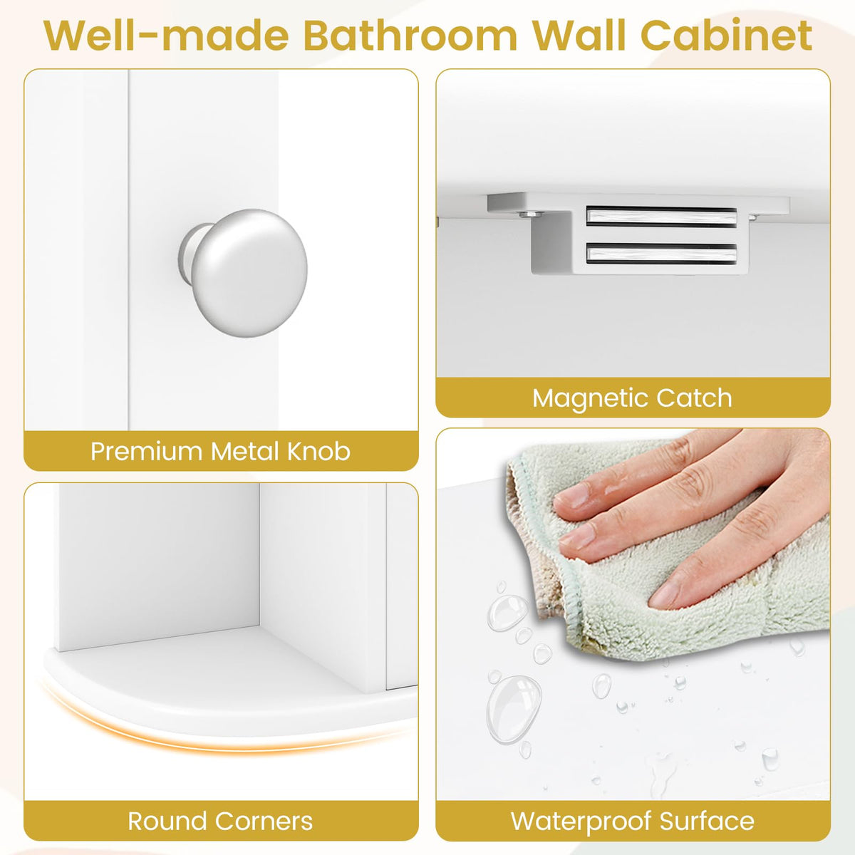 White Wall Mounted Medicine Cabinet with Mirror R365854
