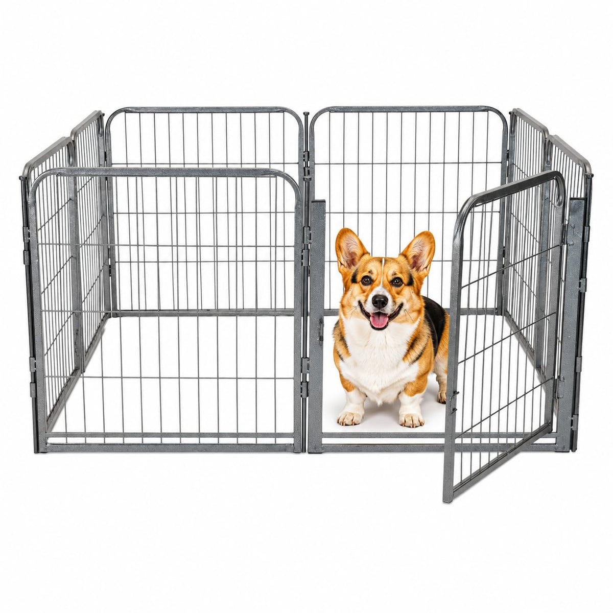 24 inch 8 Panel Portable Grey Metal Pet Playpen K732