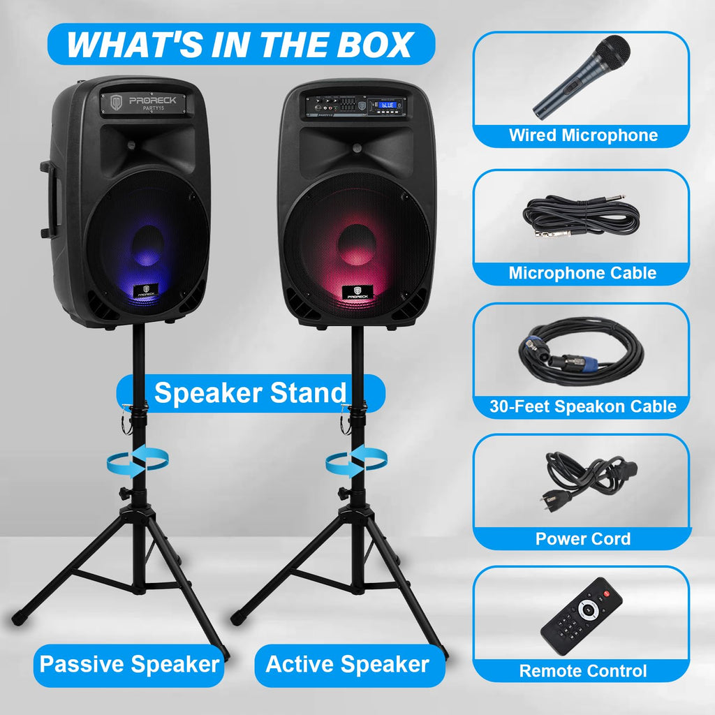 Portable 15-Inch 2000 Watt 2-Way Powered PA Speaker System U815020