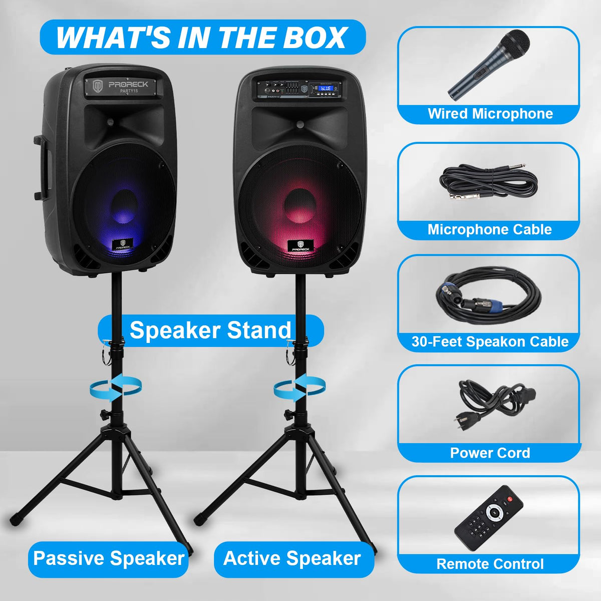 Portable 15-Inch 2000 Watt 2-Way Powered PA Speaker System U815020