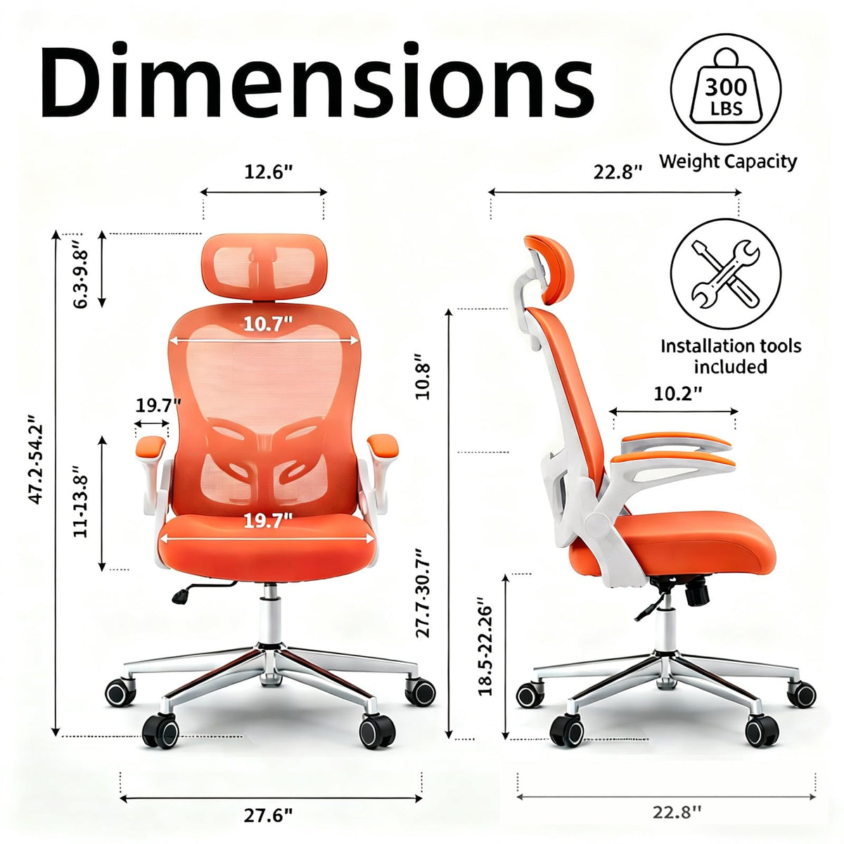 Ergonomic Breathable Mesh Office Chair with Flip-Up Arms A197067