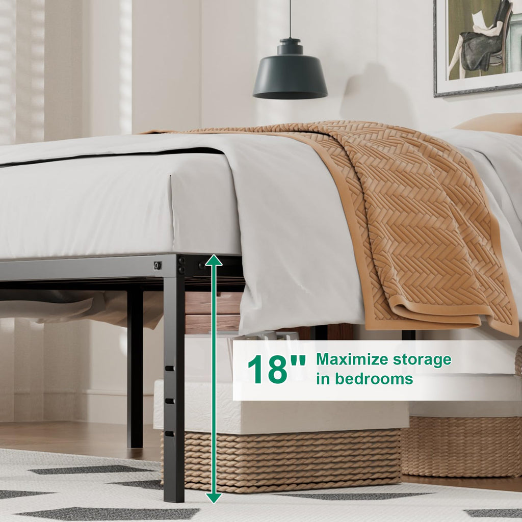 Queen Size Metal Bed Frame with Underbed Storage W2969