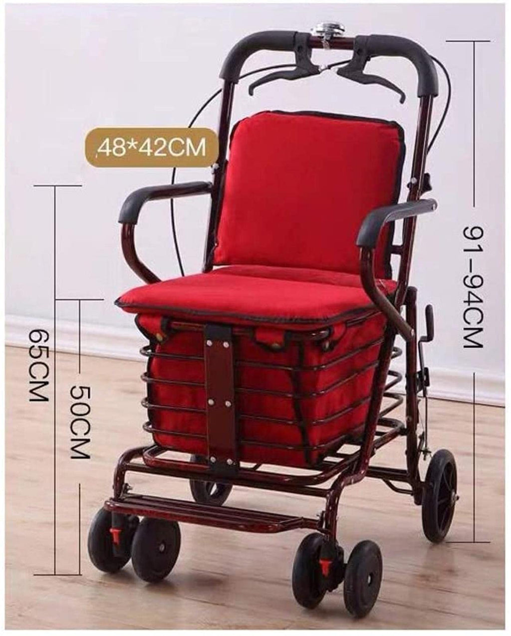 Folding Carbon Steel Rollator Walker Shopping Trolley A370