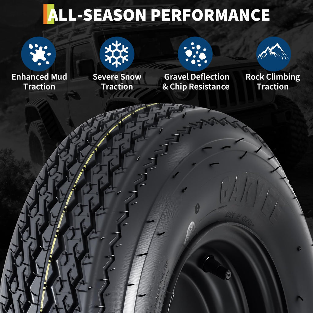 2-Pack Trailer Tire on Rim 4.80-8 4 Lug Black D213929