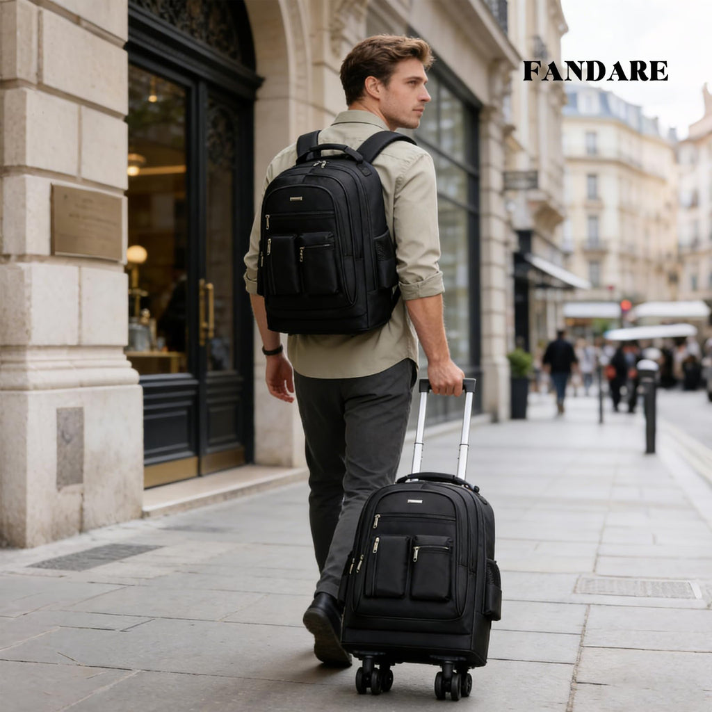 Rolling Backpack with Silent Wheels Black X203