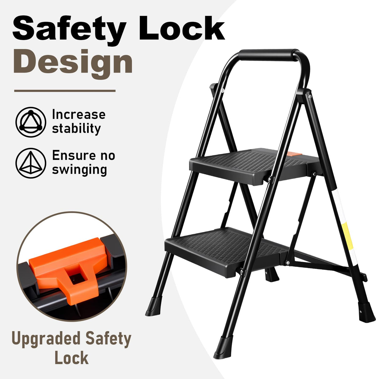 2 Step Steel Ladder with Anti-Slip Pedal Q60155