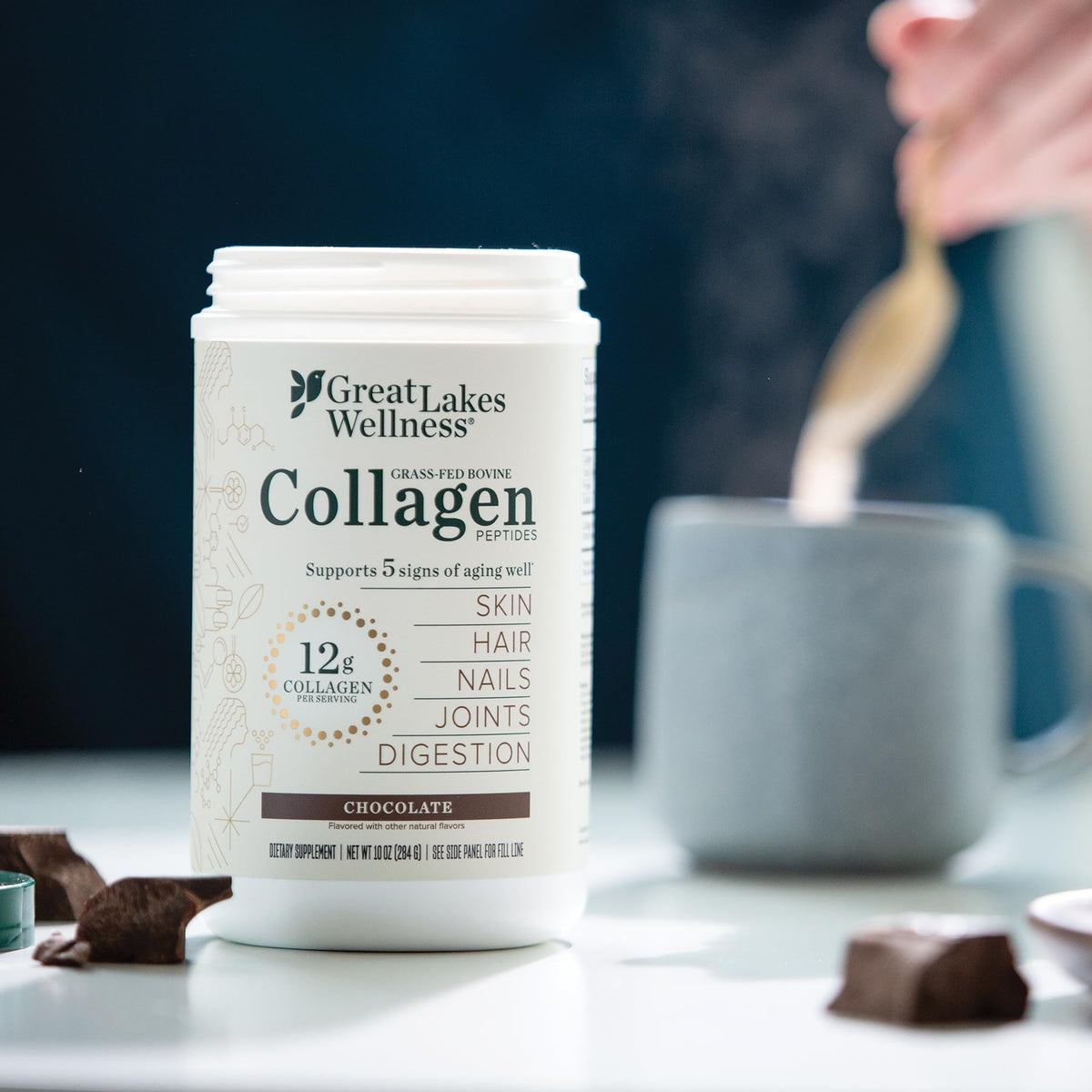Collagen Peptides Powder, Chocolate, 10 oz V3781