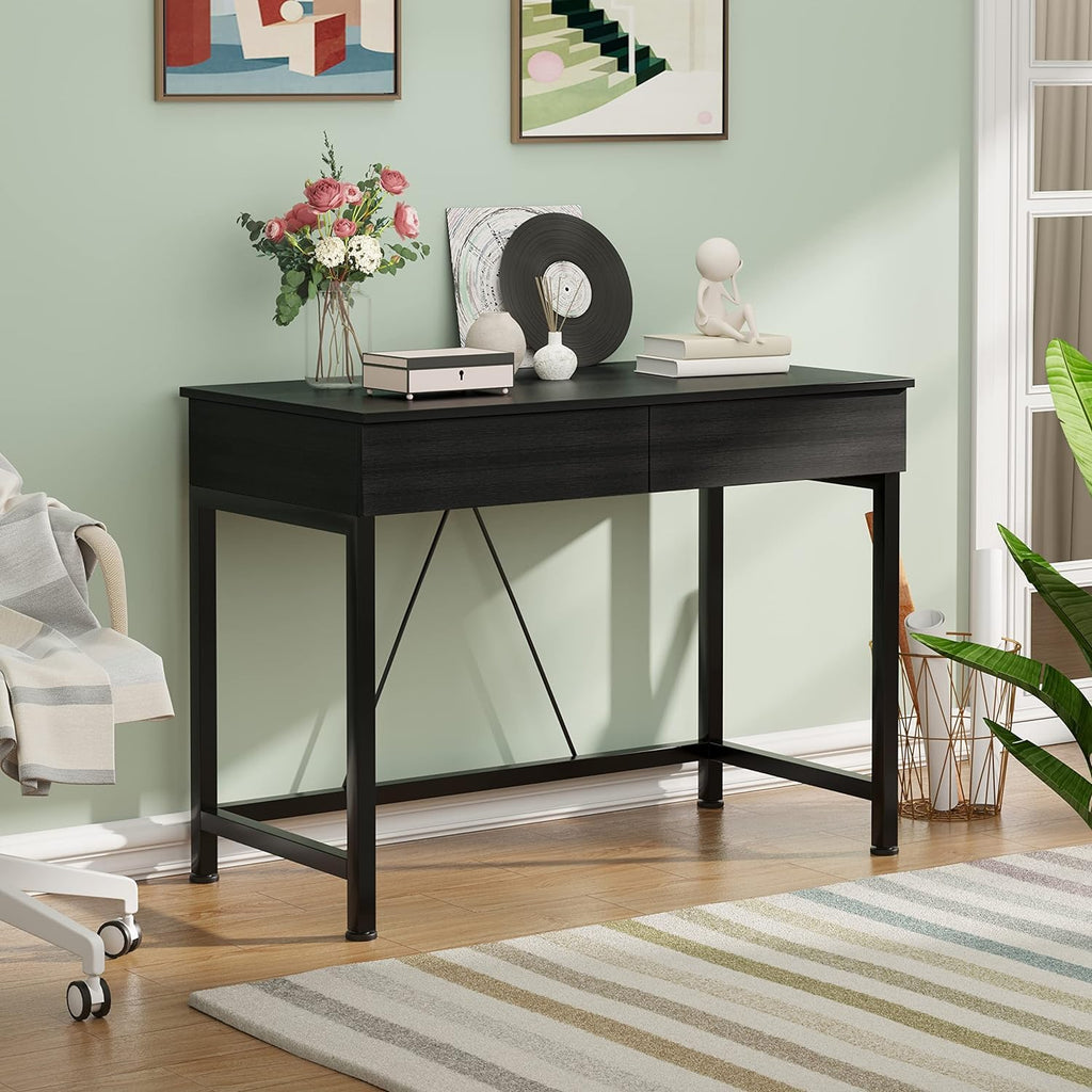 Black Wooden Computer Desk with Drawers G688809