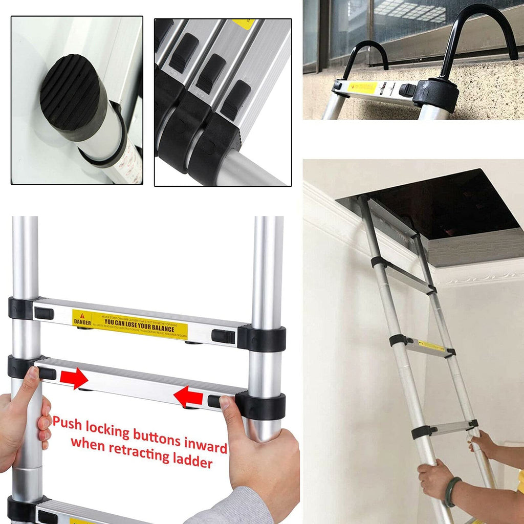 Aluminum Telescoping Extension Ladder 330 Lb Capacity T61696