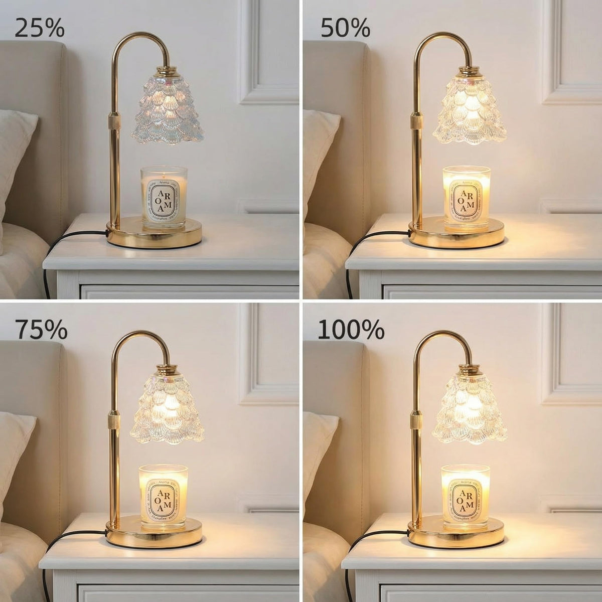 Candle Warmer Lamp with Timer & Dimmer, Adjustable Height, Gold B195