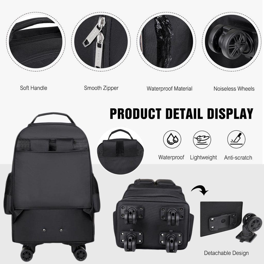 Rolling Backpack with Silent Wheels Black X203