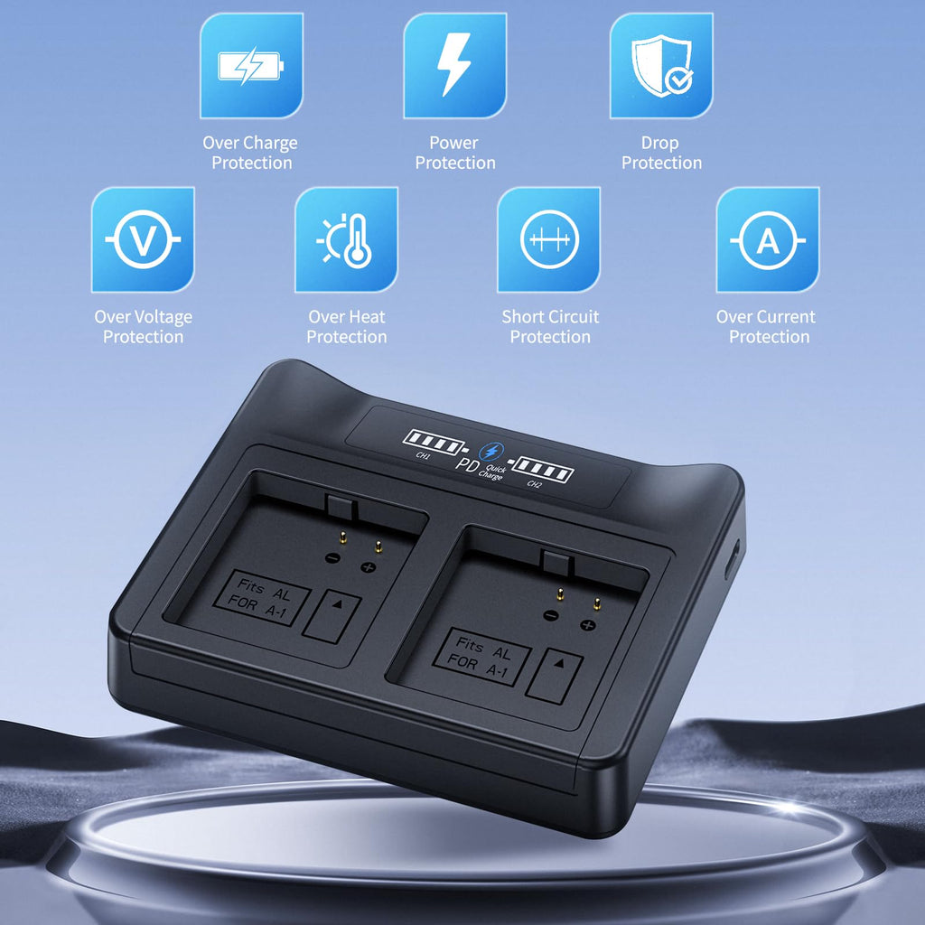 18W PD LCD USB Dual Battery Charger T3649