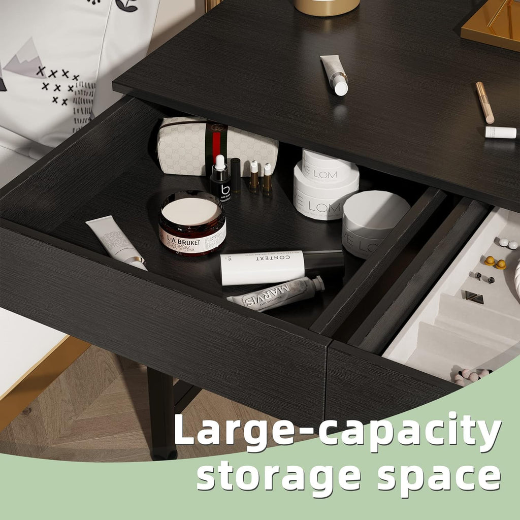 Black Wooden Computer Desk with Drawers G688809