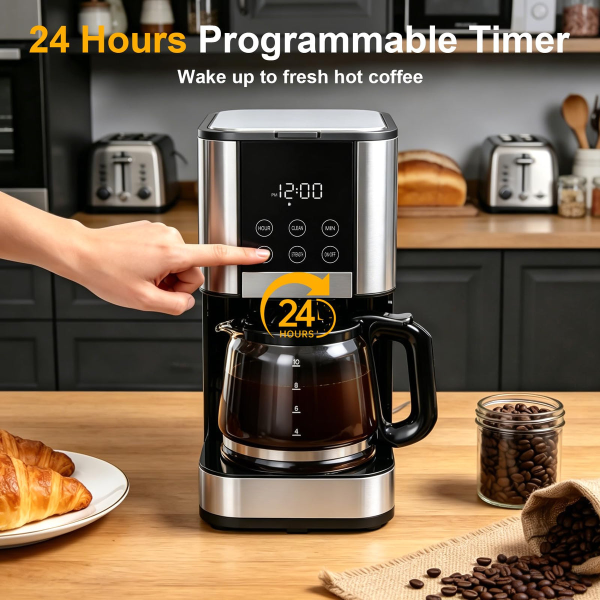 10 Cup Programmable Drip Coffee Maker with Glass Carafe N14699