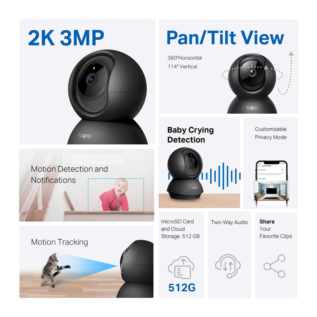 2K Pan Tilt Security Camera 2-Pack Z177