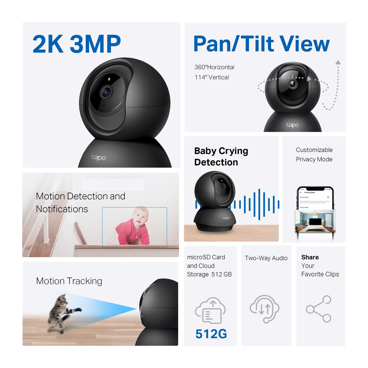 2K Pan Tilt Security Camera 2-Pack Z177