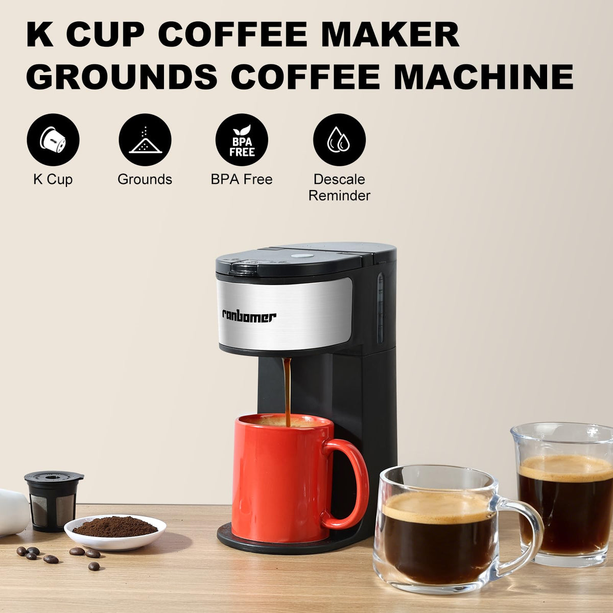 K Cup Single Serve Coffee Maker 2 in 1 C43275