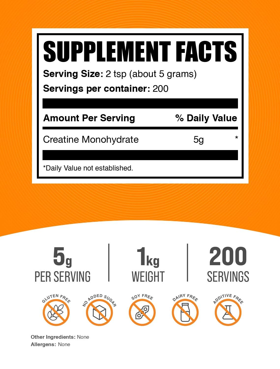 Micronized Creatine Monohydrate Powder Unflavored 1kg O3388