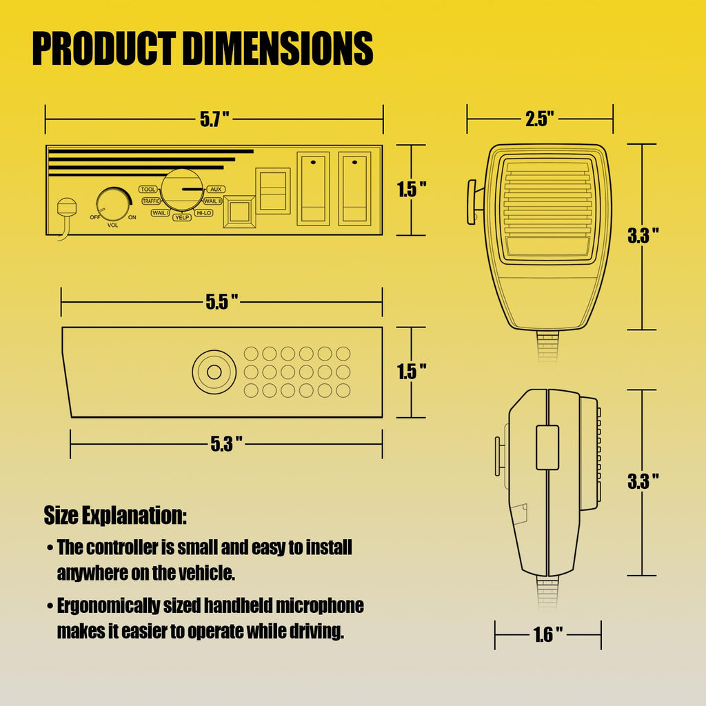 200W 12V 9 Tone Emergency Siren System M845