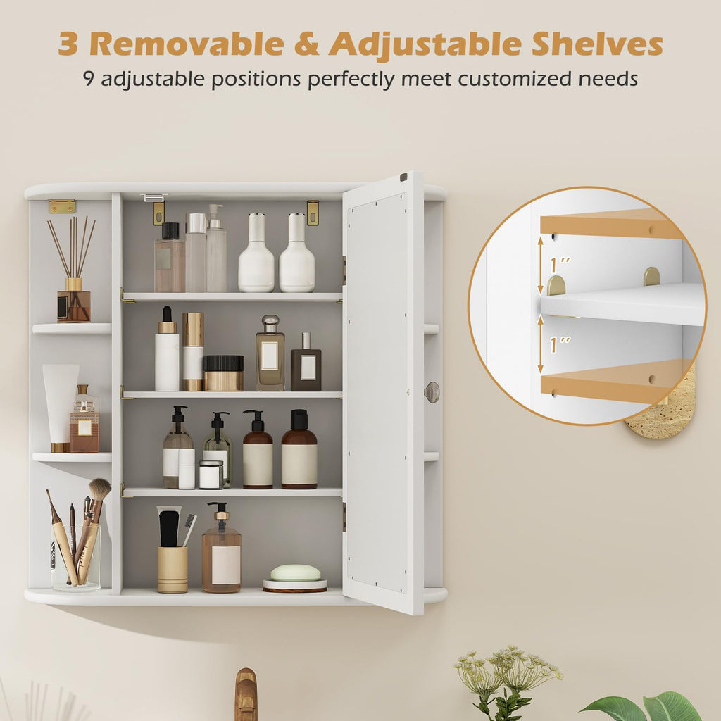 White Wall Mounted Medicine Cabinet with Mirror R365854