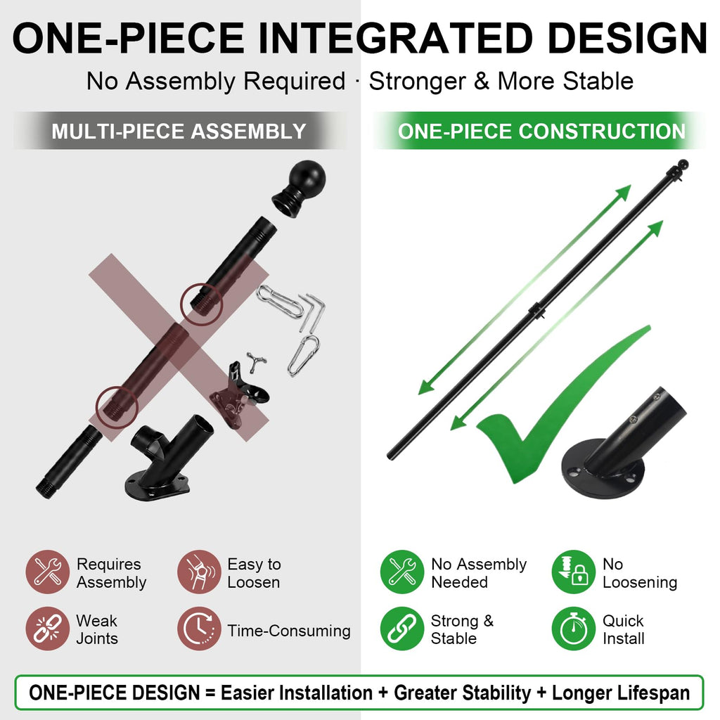 47" Stainless Steel Flag Pole Kit with Wall Mount Bracket T69838
