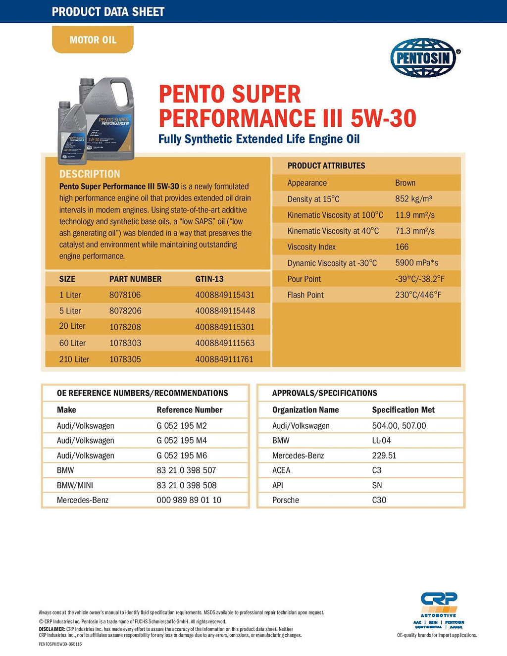 5W-30 Full Synthetic Motor Oil 5 Liter L218