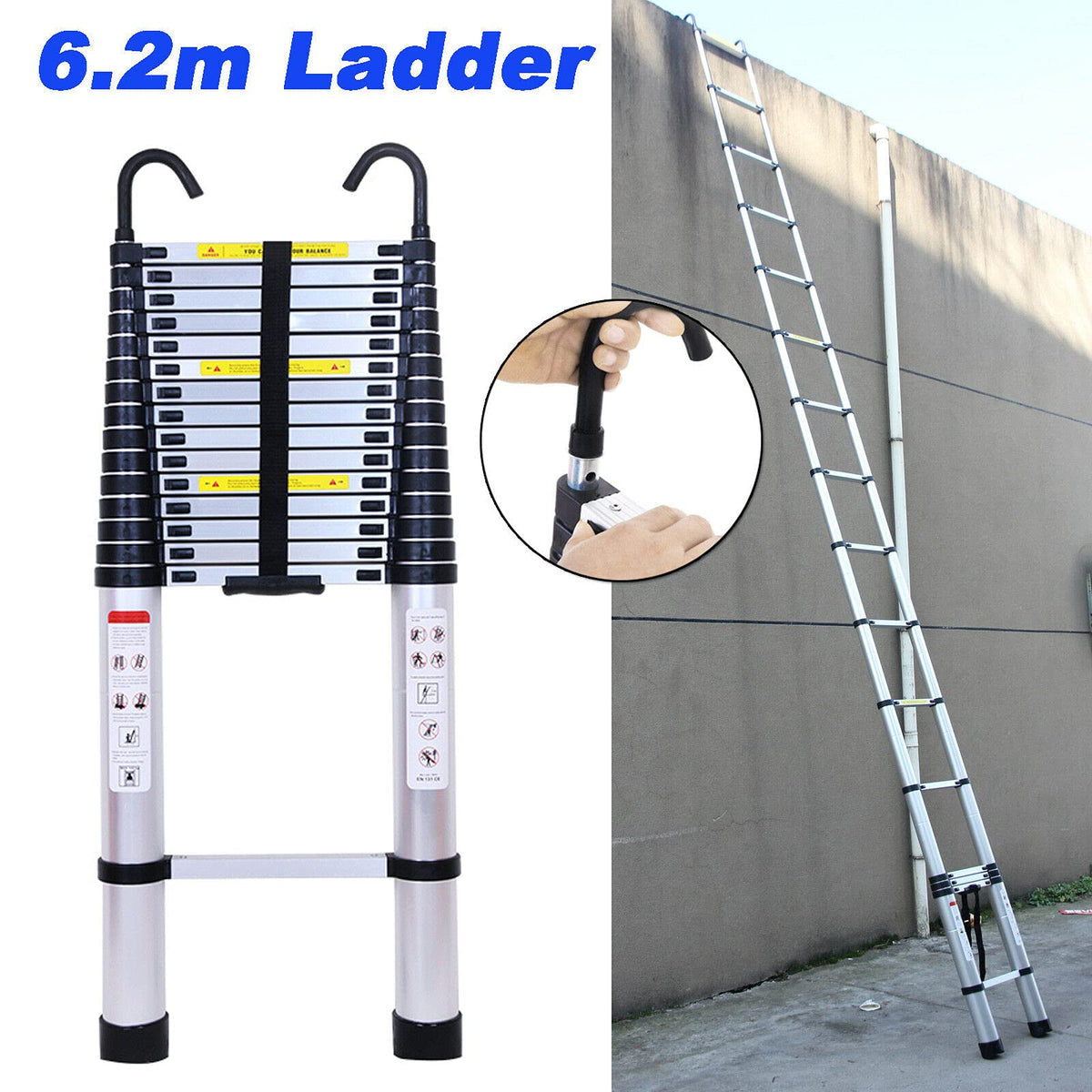 Aluminum Telescoping Extension Ladder 330 Lb Capacity T61696