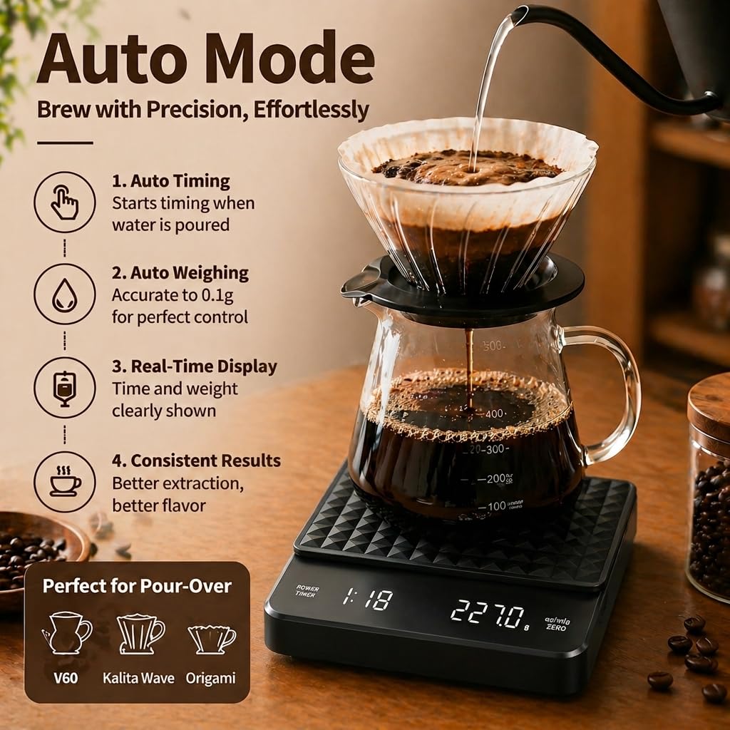 Rechargeable Digital Coffee Scale with Timer M8466