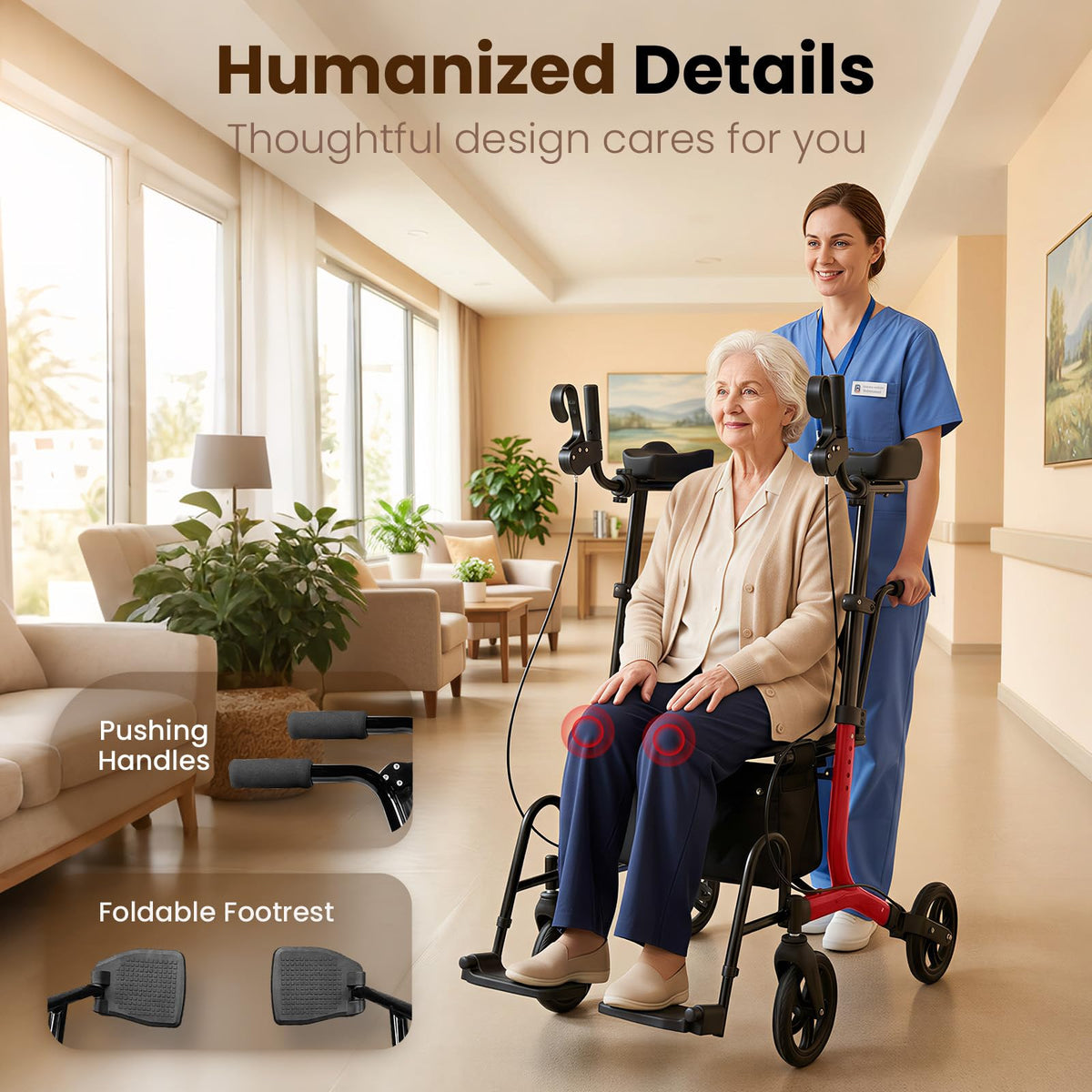 Foldable Lightweight Upright Walker with Seat Armrest Pedal X317