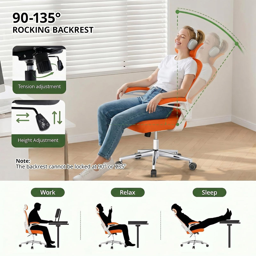 Ergonomic Breathable Mesh Office Chair with Flip-Up Arms A197067