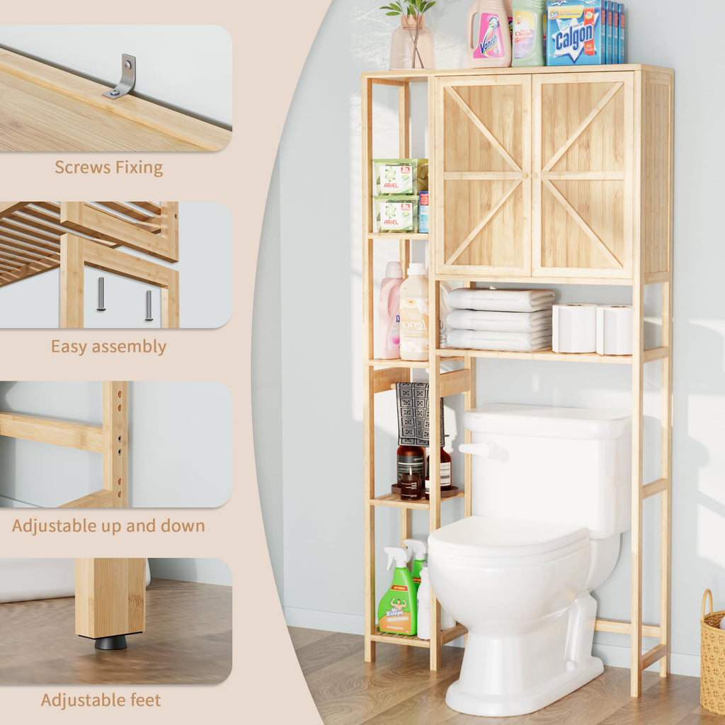 Bamboo Over-the-Toilet Storage Cabinet with Shelves H59255