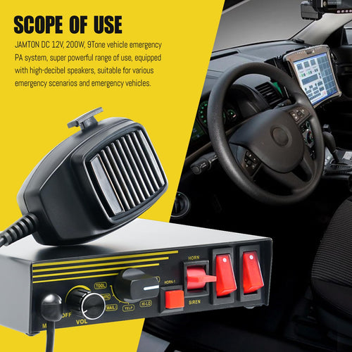 200W 12V 9 Tone Emergency Siren System M845